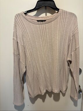Simply Vera Vera Wang Ribbed Crewneck Sweater in Light Taupe